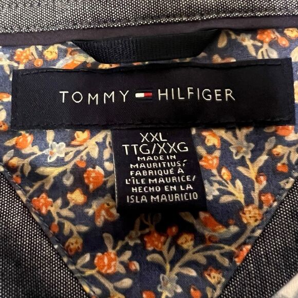 Tommy Hilfiger Plaid Button‑Down Shirt Slim Fit XXL • Fleet Blue • Fall Layering - Picture 3 of 13